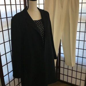 Tahari Black Long Line Jacket, Size 14 (with Coordinating Blouses and Slacks)